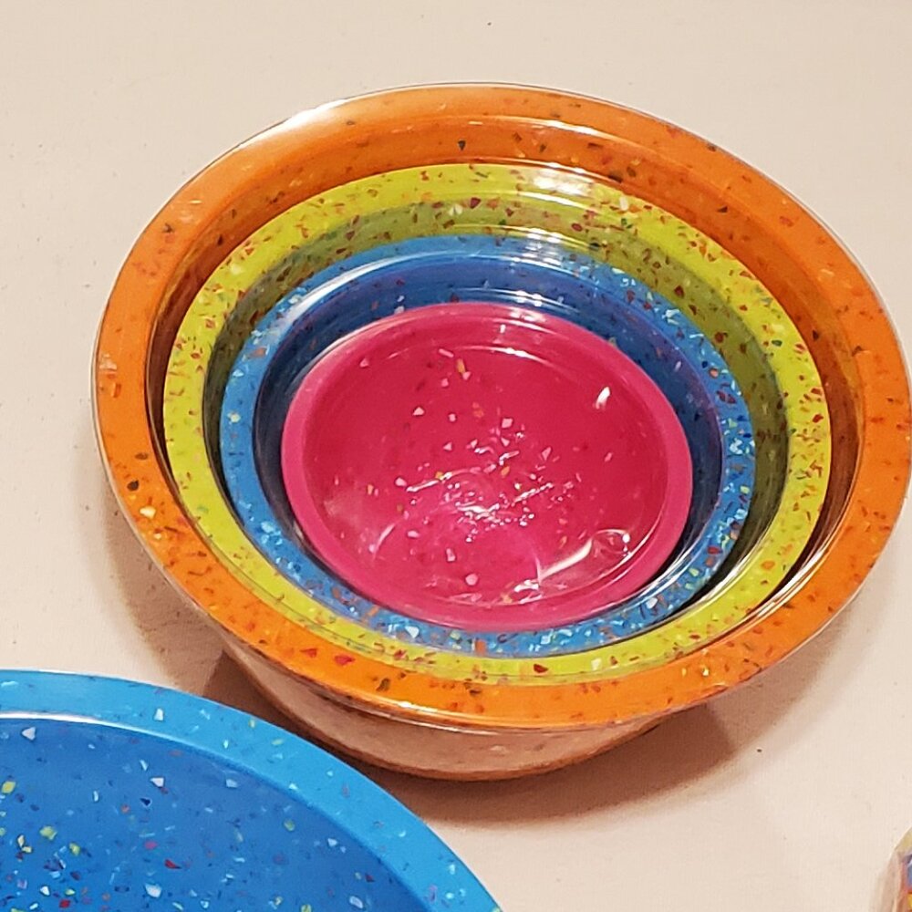 NWT -RARE -ZAK!  4 pc. "Confetti" Pattern Colorful Nesting Bowl Set